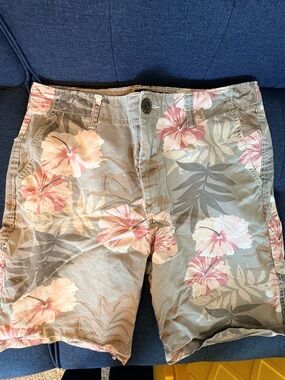 Aeropostale Floral Shorts in Olive and Pink